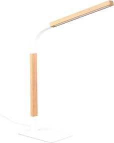 LED настолна лампа с възможност за димиране в бял и естествен цвят с дървен абажур (височина 73,5 см) Norris - Trio