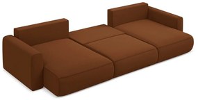 Теракотен кадифен разтегателен ъглов диван с място за съхранение (U форма) Kapua – Makamii