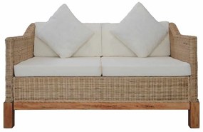 283076 vidaXL 2-местен диван с възглавници, естествен ратан