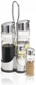 Стъклен оливерник комплект от 4 части на стойка - с хромирани капачки CLASSIC LINE /N-405