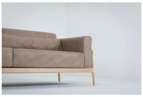 Светлокафяв диван от биволска кожа с масивна дъбова конструкция , 240 см Fawn - Gazzda