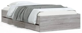 3207327 vidaXL Рамка за легло с чекмеджета, сив сонома, 90x190 см