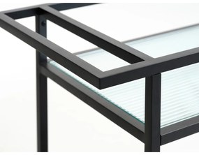 Стъклена маса за сервиране на колела 42x70 cm Bronco - Unique Furniture