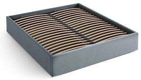 Светлосиньо двойно легло 200x200 cm тапицирано с място за съхранение/без табла с включена подматрачна рамка Susan – Micadoni