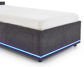 Тъмносиво тапицирано детско легло 90x200 cm с място за съхранение с включена подматрачна рамка Circle – Meise Möbel