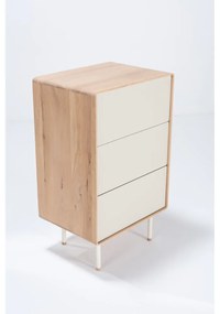 Бял/естествен висок скрин от масивен дъб 60x100 cm Fina – Gazzda