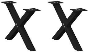 4012880 vidaXL Крака за масичка за кафе, X-образни, 2 бр., черни, 60 x (30-31) см, стомана