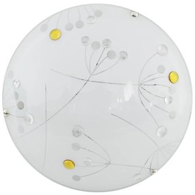 Бяла LED лампа за таван със стъклен абажур ø 30 cm Floral - Candellux Lighting