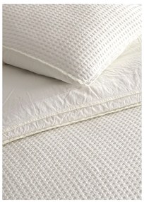Бяло единично спално бельо от памук Renforcé 140x200 cm Waffle Striped – Mila Home Luxury