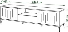Шкаф РИМИНИ РТВ-182 Елегантен Орех/Черно - МОДЕРЕН ТВ ШКАФ С ЧЕКМЕДЖЕ/РАФТ И НАБРАЗДЕНИ ФРОНТОВЕ