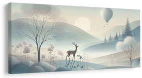 Картина на платно – Горски пейзаж с елен и планини