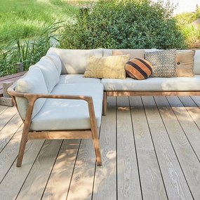 Кафяв тапициран градински диван (L форма) Biam – WOOOD