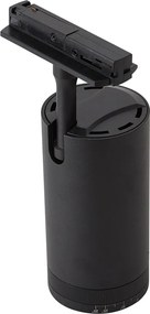 Модерен черен прожектор за 1-фазна релсова система, включващ LED, въртящ се и накланящ се - Iconic Zoom