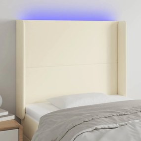 3123854 vidaXL LED горна табла за легло, кремава, 103x16x118/128 см