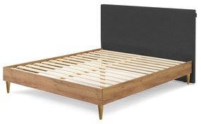 Тъмносиво/естествено двойно легло с решетка 160x200 cm Noa - Bobochic Paris