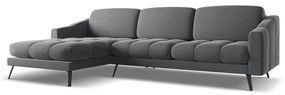 Сив кадифен ъглов диван (ляв ъгъл) Nalu – Makamii