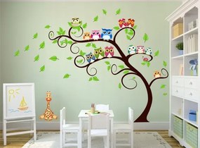 Красив детски стикер за стена Сови на дърво 100 x 200 cm