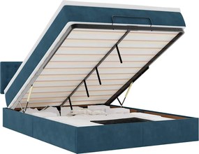 3312768 vidaXL Османска легло с матрак и LED, тъмносиньо, 140x190 см, кадифе