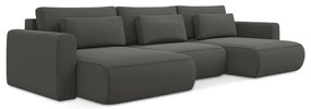 Тъмносив кадифен разтегателен ъглов диван с място за съхранение (U форма) Kapua – Makamii
