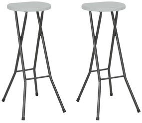 Sonata H Сгъваеми бар табуретки, 2 бр, HDPE и стомана, бели
