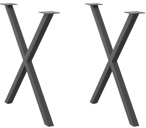 4012922 vidaXL Крака за трапезна маса, X-образни, 2 бр., антрацит, 80x(72-73) см, стомана