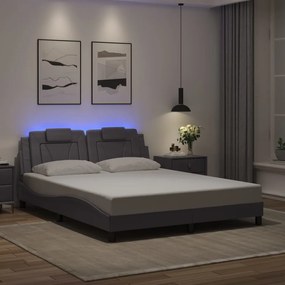 3214032 vidaXL Рамка за легло Viana с LED без матрак, сива, 160x200 cм