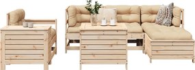 3250528 vidaXL Градински комплект диван от 7 части, масивно дърво бор