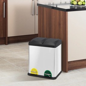 Стоманено кошче за боклук за рециклиране с педал в матово сребрист цвят 2x20 l Tri Selectif – MSV