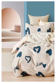 Бежово единично удължено спално бельо от памук Renforcé с включен долен чаршаф 3 части 160x220 cm Amore – Mila Home