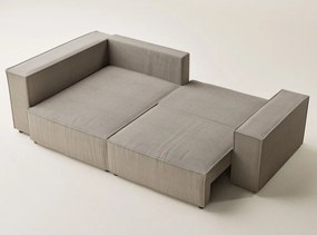 Бежов сгъваем/с място за съхранение ъглов диван от рипсено кадифе (ляв ъгъл/L форма) Tonga – Maison de Rêve