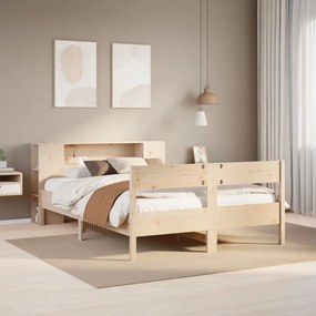 3322954 vidaXL Легло с етажерка за книги, без матрак, 140x190 см, бор масив