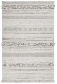 Светлосив и кремав ръчно изработен памучен килим подходящ за пране 170x240 cm Air Natural – Lorena Canals