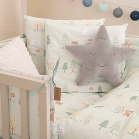 Светлозелено памучно детско спално бельо за детско креватче 80x80 cm Woodland Buddies – Roba