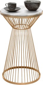Cresta metal - МДФ side table in gold - white marble color Ø34,5x58,5см.