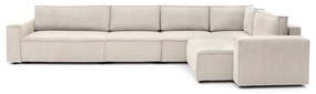 Кремав ъглов диван от велур, десен ъгъл Nihad modular - Bobochic Paris