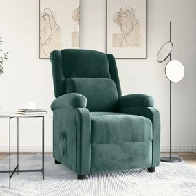 342401 vidaXL Реклайнер стол, тъмнозелен, кадифе