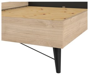 Двойно легло от дъбов декор с включена подматрачна рамка в естествен цвят 140x200 cm Ry – Tvilum