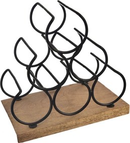 Дървена/метална стойка за вино брой бутилки 6 Black – Orion