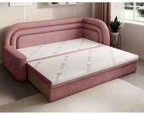 Розов шенилов сгъваем/с място за съхранение диван десен ъгъл 223 cm Fabillo – ELTAP
