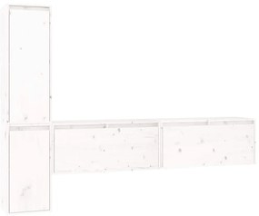 3100280 vidaXL ТВ шкафове, 4 бр, бели, бор масив