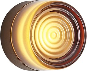 Дизайнерска стенна лампа тъмен бронз с кехлибарено стъкло IP44 - Michele