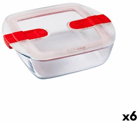 Херметическа Кутия за Обяд Pyrex Cook & Heat Червен 1 L 20 x 17 x 6 cm Cтъкло (6 броя)