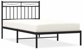 373685 vidaXL Метална рамка за легло с горна табла, черна, 100x190 см