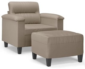 3201225 vidaXL Кресло с табуретка, таупе, 60 см, микрофибърен текстил