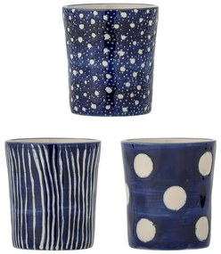 Тъмносини глинени чаши в комплект от 3 бр. за еспресо 190 ml Minoa – Bloomingville