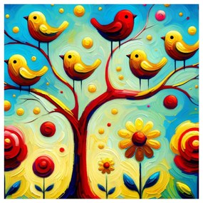 Картина на платно – Цветя и дърво на живота