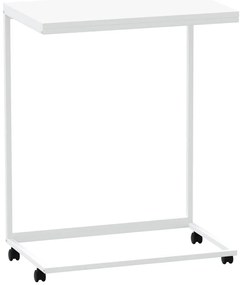 343103 vidaXL Помощна маса с колелца бяла 55x35x70 см инженерно дърво