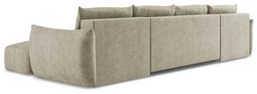 Бежов шенилов сгъваем ъглов диван (U форма) Leila – Makamii