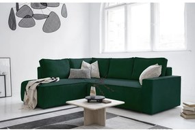 Тъмнозелен разтегателен ъглов диван от рипсено кадифе (ляв ъгъл) Brave Dave – Miuform