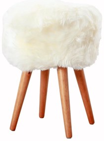 Табуретка с бяла седалка от овча кожа , ⌀ 30 cm - Native Natural